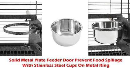 Deluxe Portable Wrought Iron Bird Travel Parrot Vet Carrier Cage Prevent Beaks Out Pet Products for Parrots Conures Cockatiel Amazon African Grey Prevent Beaks Out Include Cage Cover