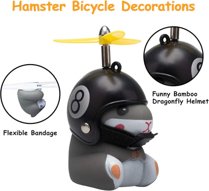 wonuu Duck Bike Bell with Light and Helmet Cute Hamster Bicycle Horn, Dashboard Decoration Hamster Toy Motorcycle Bike Bells Rubber Duck Car Dashboard Decorations
