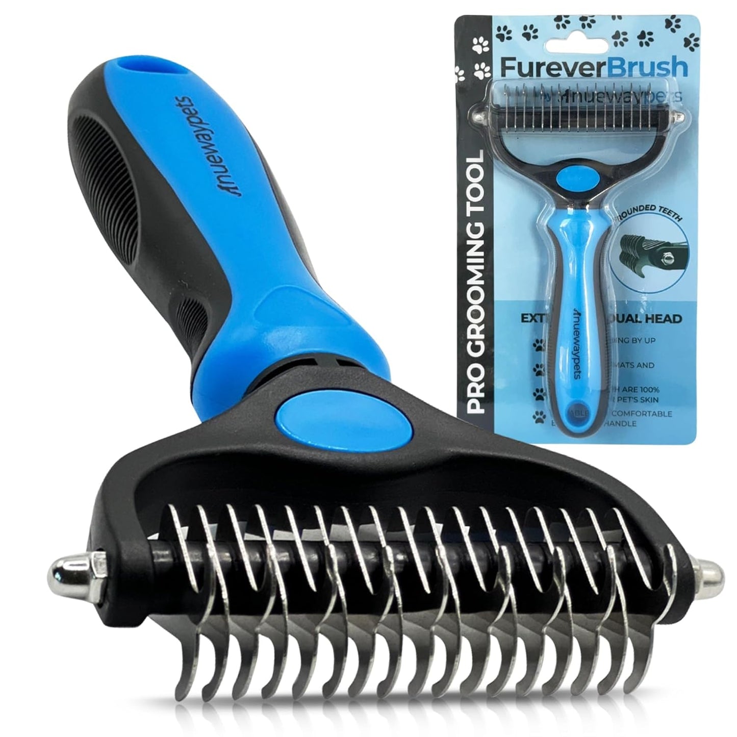 Reduce Shedding with The Original FureverBrush® by NuewayPets - Pro Undercoat Grooming Tool For Dogs | Deshedding and Dematting Tool