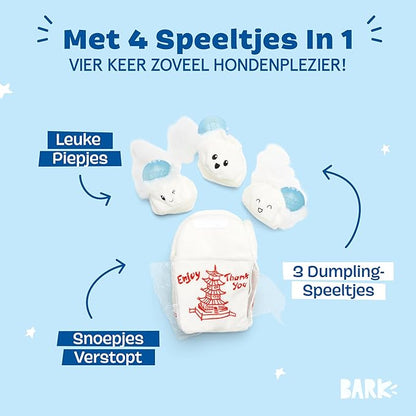 Barkbox Dog Toy 2 in 1 Interactive, Plush Exterior Material & Squeaker, Tearable Dog Toy with Squeaky Ball Inside, Ideal for Toy Destroyers - Andi's Dumpling, Large