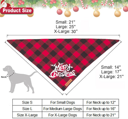 ADOGGYGO Christmas Dog Bandanas, Classic Red Green Plaid Xmas Scarf Triangle Bib, Multiple Sizes Offered, Merry Bandanas for Small Dogs (Small)