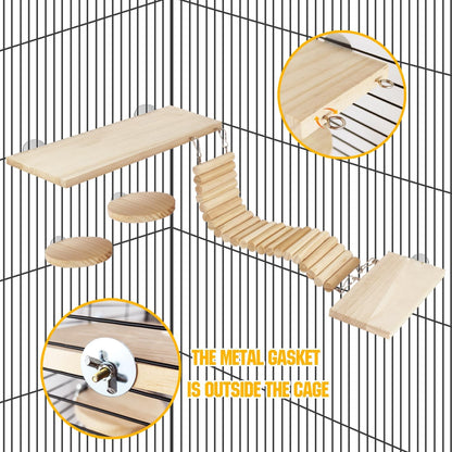 Hamster Suspension Bridge Toy，Small Animal Climbing Toys,Chinchilla Cage Natural Wood Flexible Platform Toy,Suitable for Hamsters, Chinchillas, Guinea Pigs, Birds, Small Animals