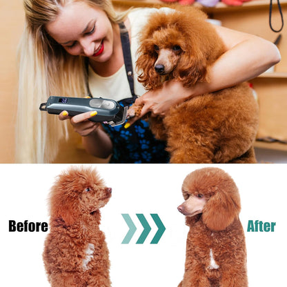 BESTBOMG Professional Dog Grooming Clippers for Thick Heavy Coats Low Noise High Power Rechargeable LED Display Cordless Pet Shaver for Small & Large Dogs Cats
