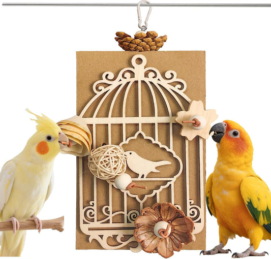 Paper Bird Toys, Parakeet Toys, Parrot Toys, Conure Hanging Chewable Cardboard Foraging Suitable for Budgies, Cockatiels, Lovebirds, Sun Conures - and Other Small/Medium Parrots