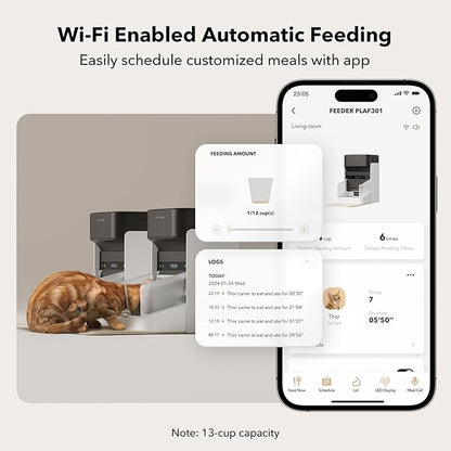 Bundle of PETLIBRO Upgraded RFID Automatic Cat Feeder, 2 Packs 5G Wi-Fi Automatic Pet Feeder, 3L Auto Cat Feeder App Control with Light Collar Tag + PETLIBRO 6 Packs Pet Food Desiccant Bag