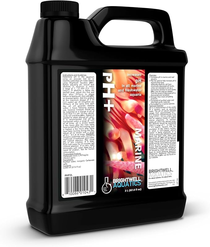 Brightwell Aquatics pH+ Alkalinity and pH Booster for Marine & Reef Aquariums Increases pH and KH Stability for Coral Growth and Enhances Carbonate Levels, 2L
