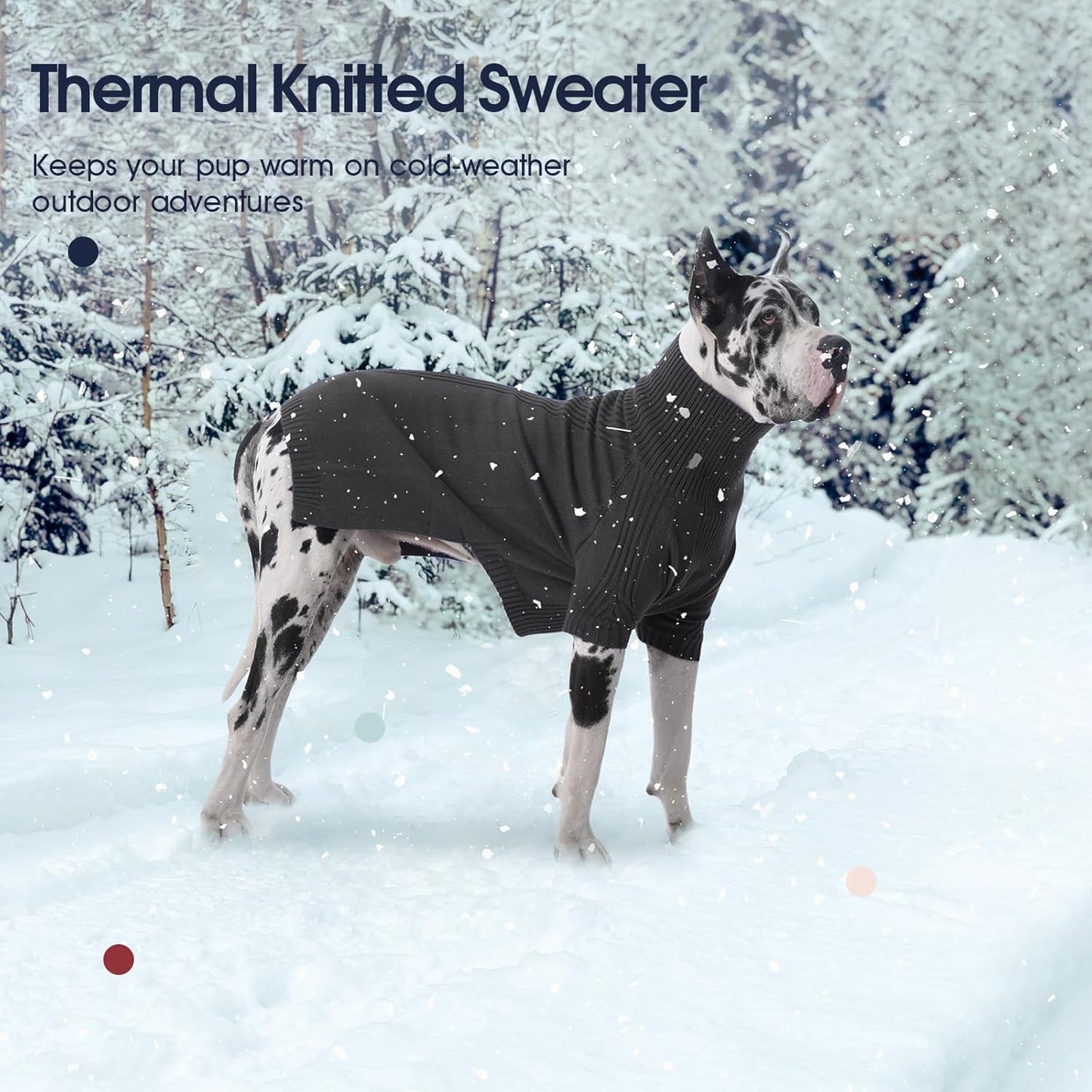 IECOii XXL Dog Sweater,Thermal Knit Big Dog Sweater with Sleeve,Pet Turtleneck Doggy Sweatshirt for Extra Large Dogs Boy Girl,Stretchy Large Dogs Cold Weather Outfit Pitbull Clothes,(Grey,XXL)