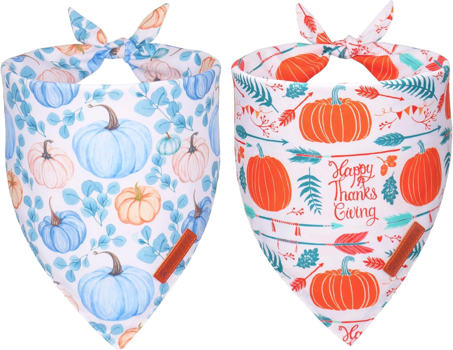 ADOGGYGO Thanksgiving Dog Bandana, Fall Leaves Pumpkin Pet Scarf, Premium Durable Fabric, Adjustable Fit Puppy Thanksgiving Bandanas for Small Dogs Pets (Small)