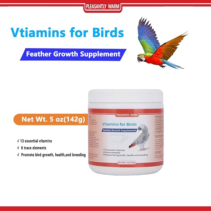 Bird Vitamins & Minerals Supplement – 5oz-Complete Nutrition for Parrots, Cockatiels & Small Birds
