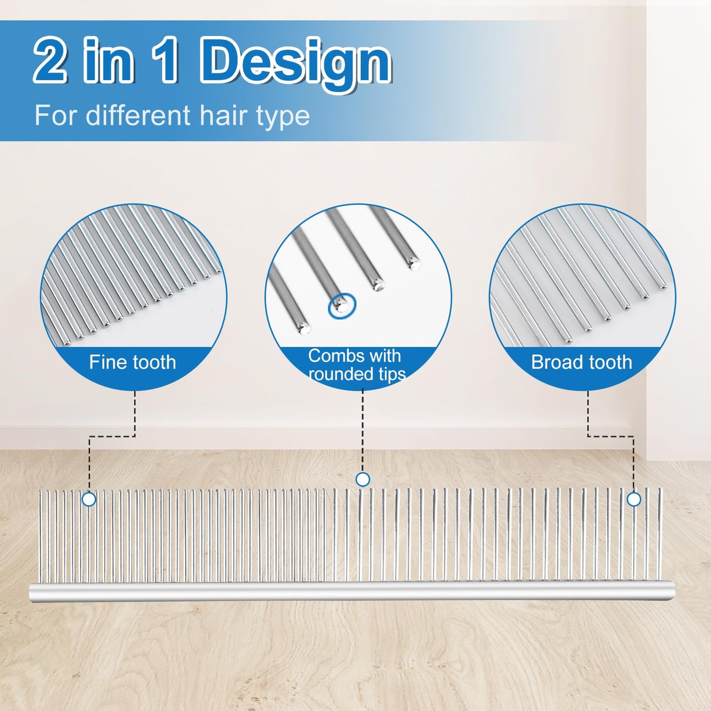 Slicker Brush for Dogs, Doodle & Poodle Brush for Long Haired Dog, Dog Slicker Brushes Goldendoodle Long Pin Detangler for Dematting (Large Curved)