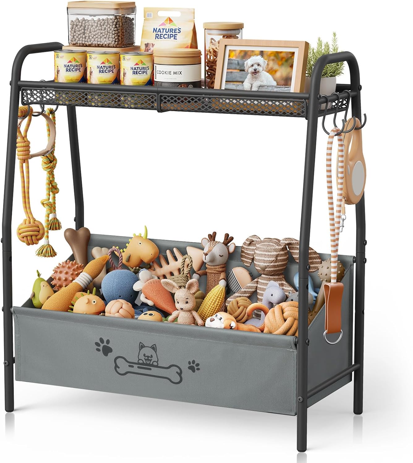 Large Dog Toy Basket, Dog Toy Bin with Storage Organizer, Trapezoid Dog Toy Box for Dog Stuff, Toy Holder Chest for Pet Dog Cat, Dog Essentials for Dog Accessories, Dog Gift Basket Living Room