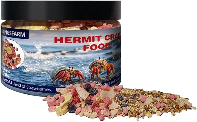 JADINGSFARM Fruity Buffet Blend Diet, 4.4 oz Food for Hermit Crabs, All Natural Hermit Crab Food, Hermit Crab Treats, High Protein & Nutrient Blend Diet of Oats, Blueberries, Strawberry, Banana, Sprouted Seeds Mix for Hermit Crabs.
