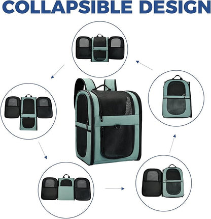 Apollo Walker Dog & Cat Carrier Backpack for 4-18lb Pets - Ventilated Safe Design with Padded Back Support, Breathable Mesh Pet Backpack for Hiking, Travel, Outdoor (Blue)