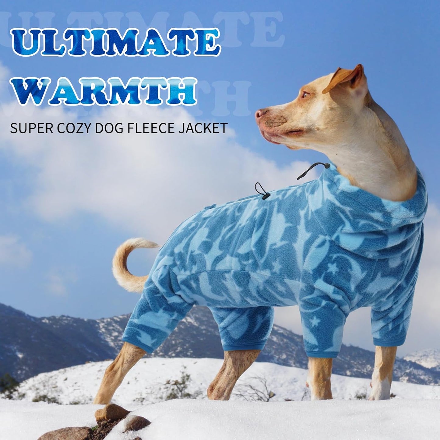 ROZKITCH Dog Fleece with Legs, Pet Windproof Warm Cold Weather Jacket Vest with Luminous Zipper, Jumpsuit Apparel Outfit Clothes for Small Medium Large Dog Shark XS