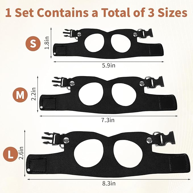 3 Pack Escape-Proof Bearded Dragon Leash - Adjustable Leather Vest and Retractable Nylon Leash, Bearded Dragons Accessories for Chameleons & Small Pets (S/M/L,Black)