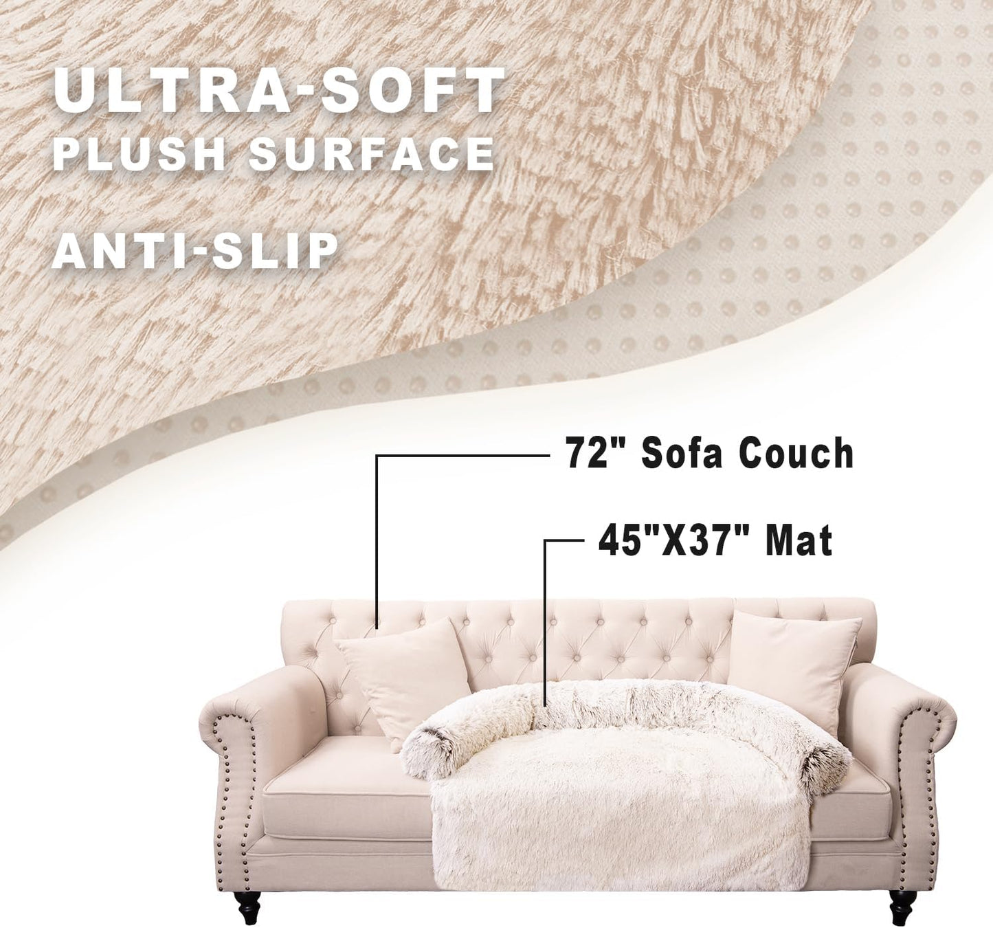 Calming Dogs/Cats Bed Mats, Dog Pad Washable Removable Couch Cover, Plush Long Fur Mat for Pets, Waterproof Lining, Perfect for Small, Medium and Large Dogs and Cats (Gradient Brown, 45"x37")