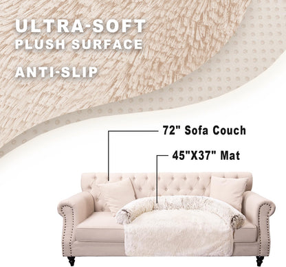 Calming Dogs/Cats Bed Mats, Dog Pad Washable Removable Couch Cover, Plush Long Fur Mat for Pets, Waterproof Lining, Perfect for Small, Medium and Large Dogs and Cats (Gradient Brown, 45"x37")