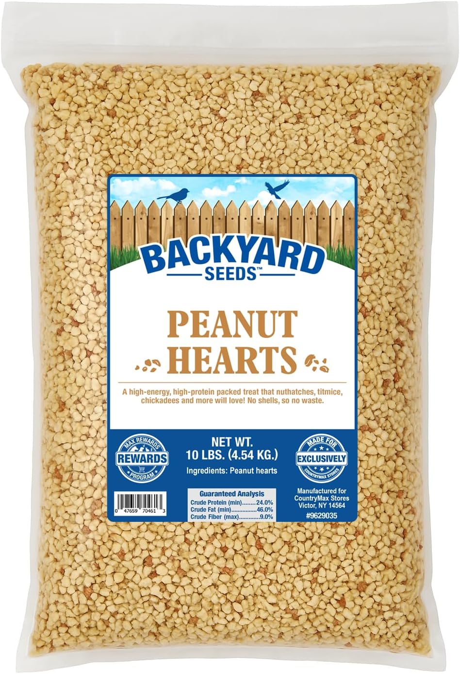 Backyard Seeds Peanut Hearts for Wild Birds 10 Pounds