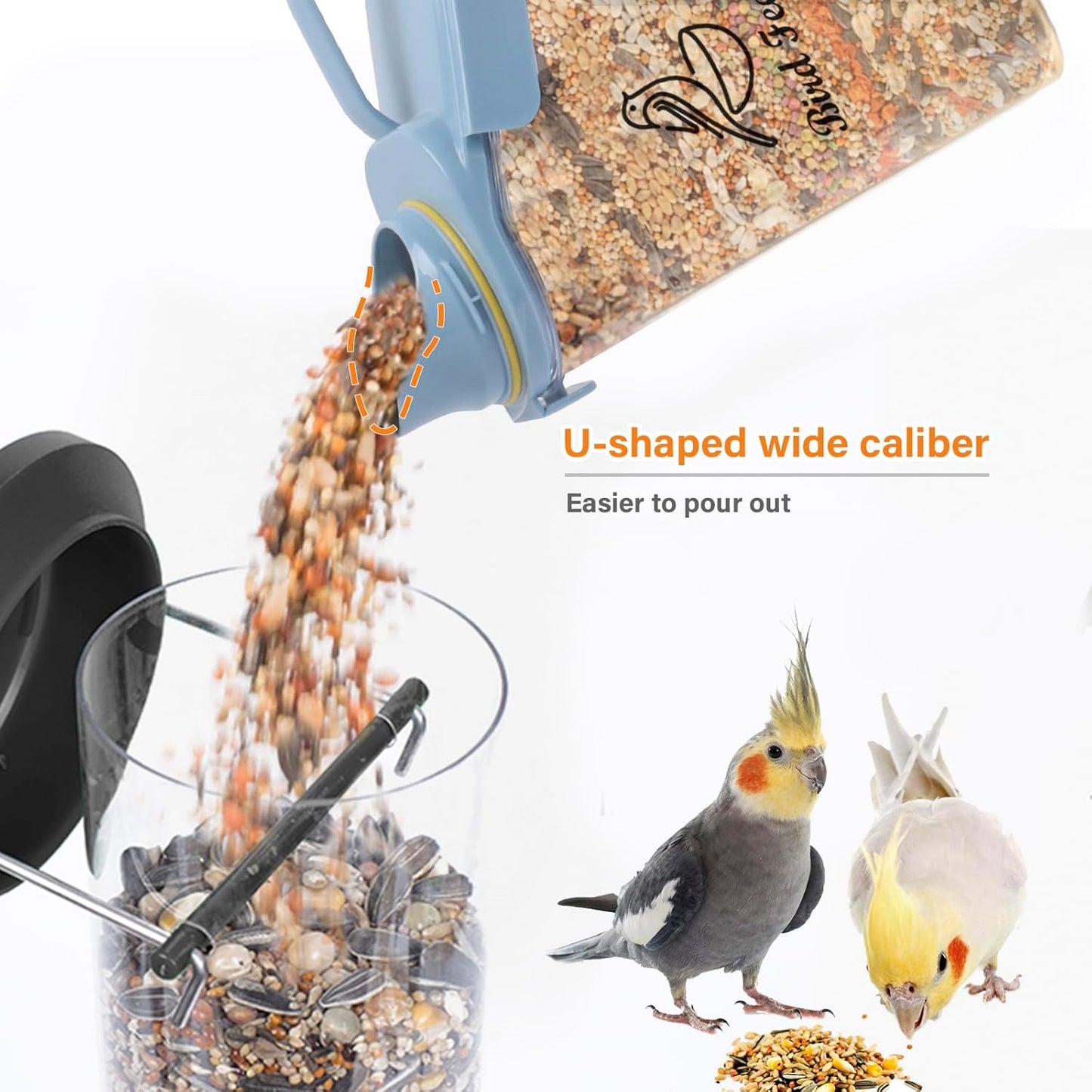 Bird Seed Storage Container Portable-3 Qt/2.8 L Clear Plastic Pet Food Container-with Measuring Cup,Airtight Wild Bird Seed Dispenser for Storing Sunflower Seed|Squirrel proof|BPA Free-Blue