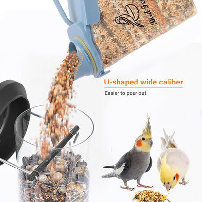 Bird Seed Storage Container Portable-3 Qt/2.8 L Clear Plastic Pet Food Container-with Measuring Cup,Airtight Wild Bird Seed Dispenser for Storing Sunflower Seed|Squirrel proof|BPA Free-Blue