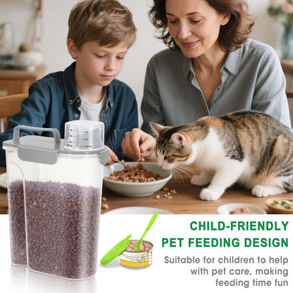 TBMax Cat Dog Food Storage Container 5 to 7 lbs with Pet Can Cover and Mixing Spoon, Airtight Pet Food Bird Seed Dispenser, Portable Travel Kibble Container for Travel Daily Use