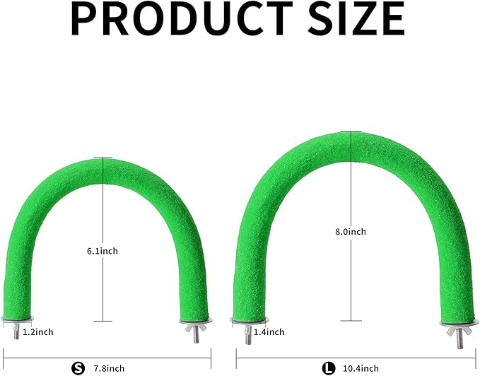U Shape Parrot Perch Stand Toy Bird Platform Sand Paw Grinding Clean Stick Exercise Conure Budgie Cockatiel Cage Accessories (Green)