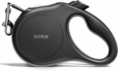 OUTRUN Retractable Dog Leash 16 FT Walking Leash up to 55 Lbs, Strong Nylon Tape No Tangle, Heavy Duty One-Handed Brake Lock Perfect for Small & Medium Sized Dogs and Pets