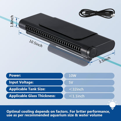 BAOSHISHAN Aquarium Chiller Fan, Powerful Fish Tank Cooler with Light, Adjustable Wind Speed & Brightness, Super Quite Fan for Axolotl Coral Fish Tank