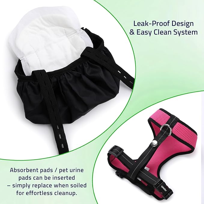 Adjustable Chicken Harness Diaper (5.4ft Leash) – Breathable & Washable Secure Training for Hens, Ducks & Chicks | Outdoor Walking & Discipline Solution Pink