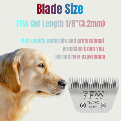 10W+7FW+5FW+4FW Wide Blades for Dog Grooming, Compatible with Ainds, Oster A5, Wahl Km10 and Other Series Clippers, Cut Length 1/16"(1.5mm) to 3/8" (9.5mm), Fit for Larger Animals