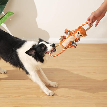 Dog Tug Toys, Stuffed Animal Dog Chew Toy, Cute Puppy Squeaky Dogs Plush Toys with Crinkle Paper for Small, Middle, Large Breed