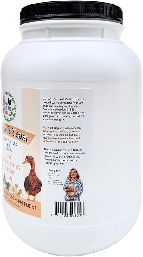 Fresh Eggs Daily Brewer's Yeast with Garlic Powder and Niacin for Ducks Ducklings Feed Supplement Vitamins for Backyard Chickens 5LB