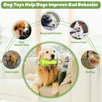 Plush Dog Toy with Crinkle Paper and Ropes - Small Interactive Puppy Toys for Medium to Large Dogs