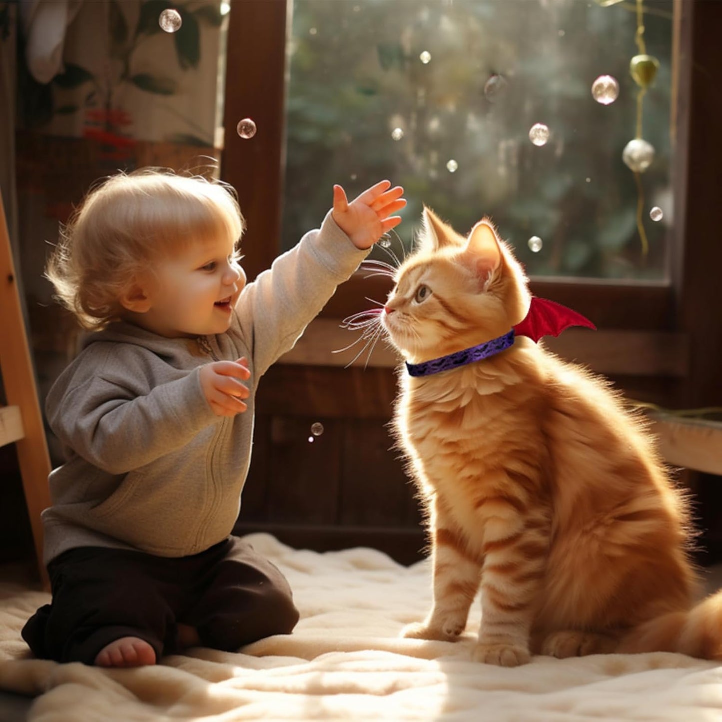 1 PC Bat Wing Cat Collar with Bell, Adjustable Kitten Collar with Safety Breakaway Buckle for Boy&Girl Cats, Halloween Christmas Cat Accessories for Kitten Puppy