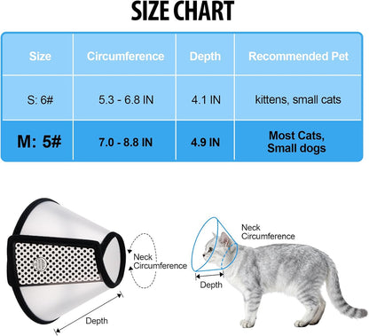 Depets Adjustable Recovery Pet Cone E-Collar for Cats Puppy Rabbit, Plastic Elizabeth Protective Collar Wound Healing Practical Neck Cover, Neck Girth 8.1 in
