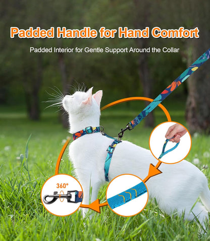 Halypet Cat Harness and Leash Set, Escape Proof [3 in 1 Adjustable & Lightweight] Cat Harness, Comfortable Soft Kitten Harness for Cats Safe, Easy to Wear, Outdoor Walking Travel