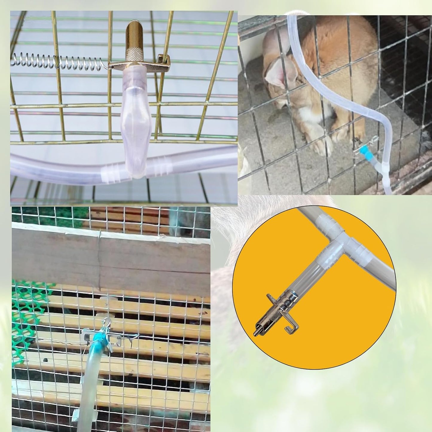 Automatic Rabbit Watering System 20 Set Rabbit Nipple Drinkers Water Feeders 5/16” Hose Barb Fittings to G1/2" and Water Bucket Connector for Small Animals Guinea Pig Ferret Rats Rodent Bunny