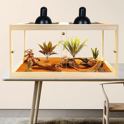 Prolee 34 Gallon Reptile Terrarium Tank 32 Inch Lizard Tank Bearded Dragon Tank with Metal Mesh Roof Door, Snake Tank with Lock Design, 32" Length