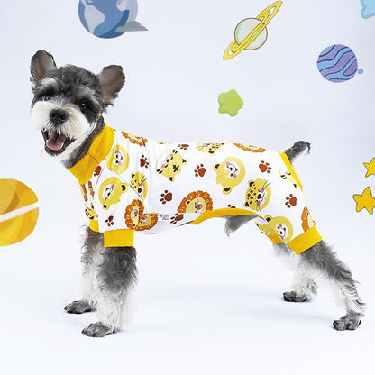 XPUDAC 4 Pieces Dog Pajamas Soft Strechy Puppy Onesies Pet Clothes for Small Medium Dogs Boy Girl Cat Pet Outfit, 150-L