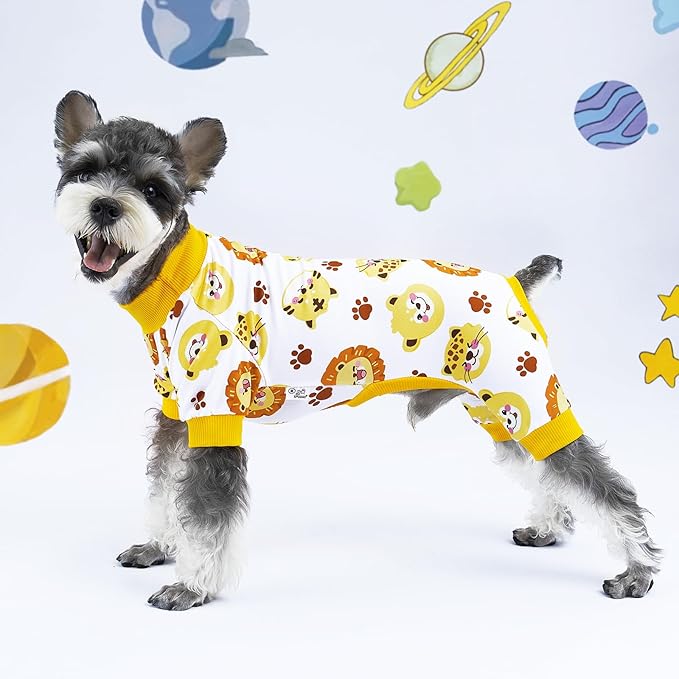 XPUDAC 4 Pieces Dog Pajamas Soft Strechy Puppy Onesies Pet Clothes for Small Medium Dogs Boy Girl Cat Pet Outfit, 150-XL