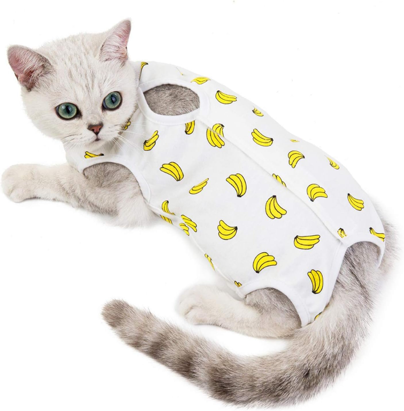 Cat Professional Surgical Recovery Suit,E-Collar Alternative for Cats Dogs,After Surgery Wear, Pajama Suit,Home Indoor Pets Clothing Banana M