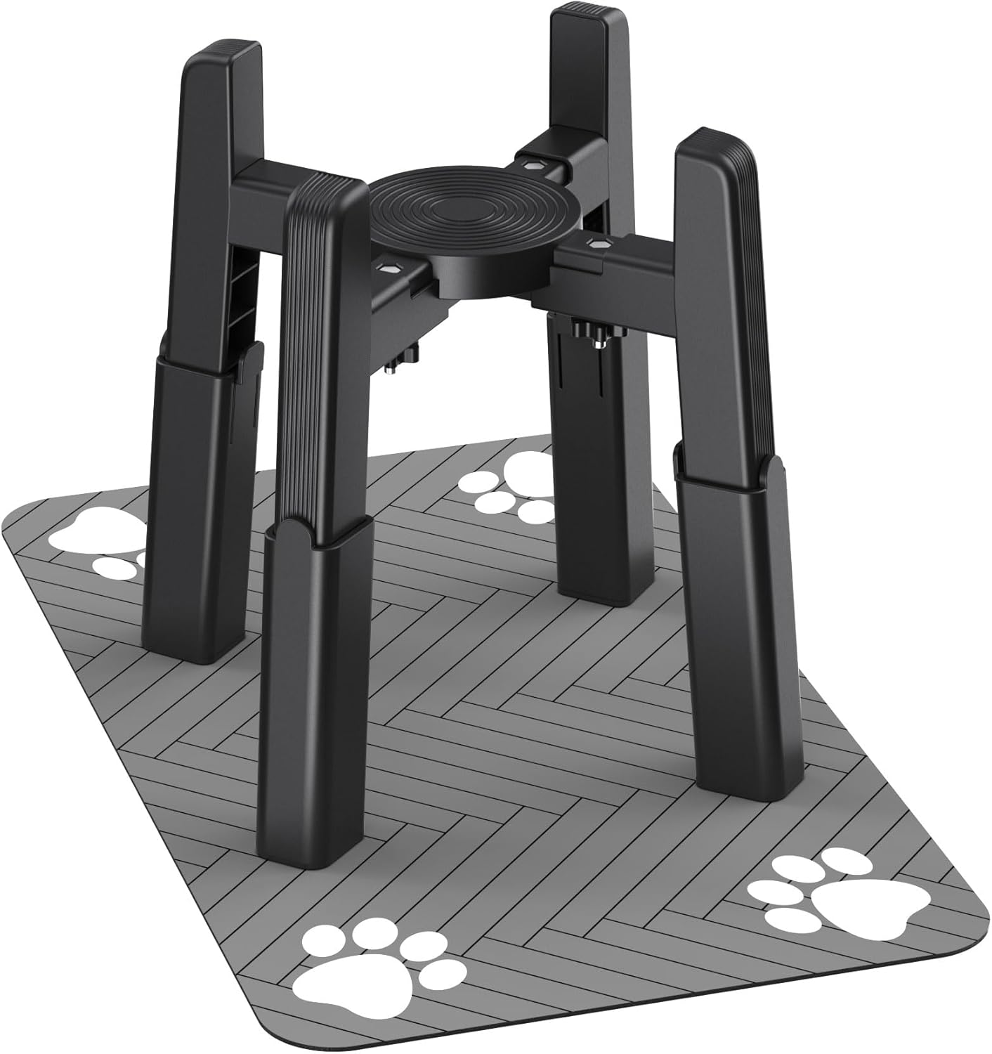 CZPET Dog Bowl Stand with Mat with Adjustable Height and Width, Raied Elevated Water & Food Feeder for Medium & Large Dogs, Stable and Anti-Slip