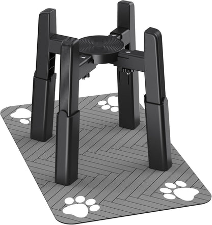 CZPET Dog Bowl Stand with Mat with Adjustable Height and Width, Raied Elevated Water & Food Feeder for Medium & Large Dogs, Stable and Anti-Slip