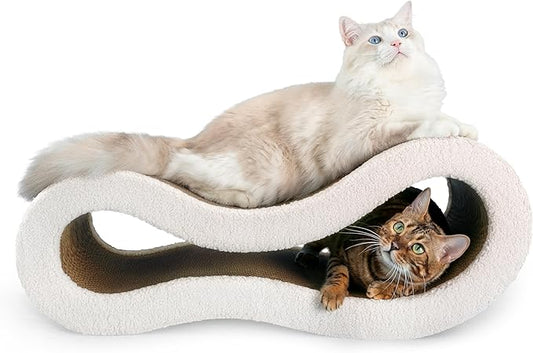 Cloud Lounge Cat Scratching Pad, Reversible Scratch Board with Natural Curves for Freestyle Scratching & Ergonomic Support, Extra Wide Cat Bed for Large Cats, Premium Cardboard & Cozy Fabric