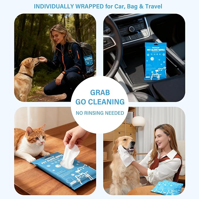 30Pcs Hypoallergenic Pet Grooming Wipes for Dogs & Cats - Coconut Oil Cleaning & Deodorizing Bathing Wipes with Hydrating Formula for All Body Parts,Dog Cleaning Wipes Remove Odor (5 Pack)