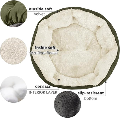 Asvin Medium Dog Bed for Medium Dogs, Cat Beds for Indoor Cats, Pet Bed for Puppy and Kitty, Extra Soft & Machine Washable with Anti-Slip & Water-Resistant Oxford Bottom, Green, 25 inches