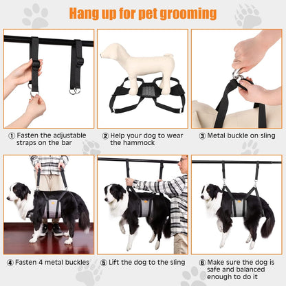 Ownpets Pet Grooming Hammock, Breathable Dog Grooming Hammock with Carabiners, Pet Grooming Harness Sling for Grooming, Hair Nail Trimming Cutting & More, M