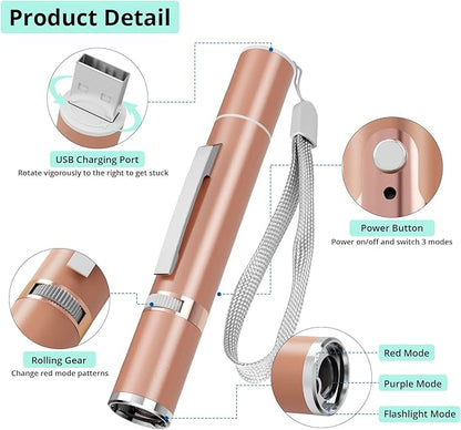 TBTeek Cat Toys for Indoor Cats, 2 Pieces, Rechargeable, 7 Adjustable Patterns, Interactive Kitten Pet Dog Red Dot Chase Light Toy for Cats Fun Playing Exercise(Rose Gold)