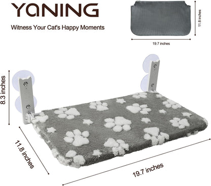 Cat Window Perch, Foldable Cat Window Hammock with Cute 3D Textured Flower Cover, Breathable Mesh Cover and Strong Suction Cups, Cordless Window Seat Bed for Indoor Cats (Grey, Medium)