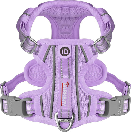 BARKBAY Dog Harness No Pull with ID Tag Pocket - Heavy Duty, Reflective, Easy Control for Large Dogs(Violet Purple,XS)